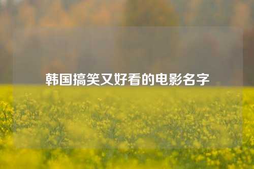 韩国搞笑又好看的电影名字