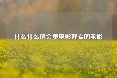 什么什么的会员电影好看的电影